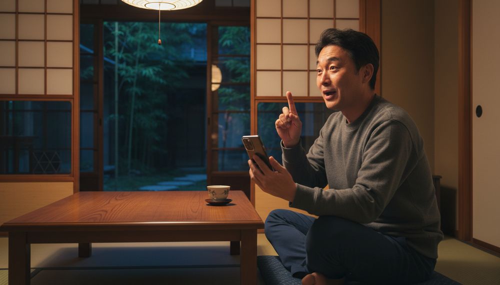 自分のスイング動画をスマホで見てひらめくゴルファー